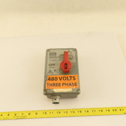 Hubbell HBLDS3 30A 600VAC Circuit-Lock Disconnect Switch 3 Pole Nema 4x Enc