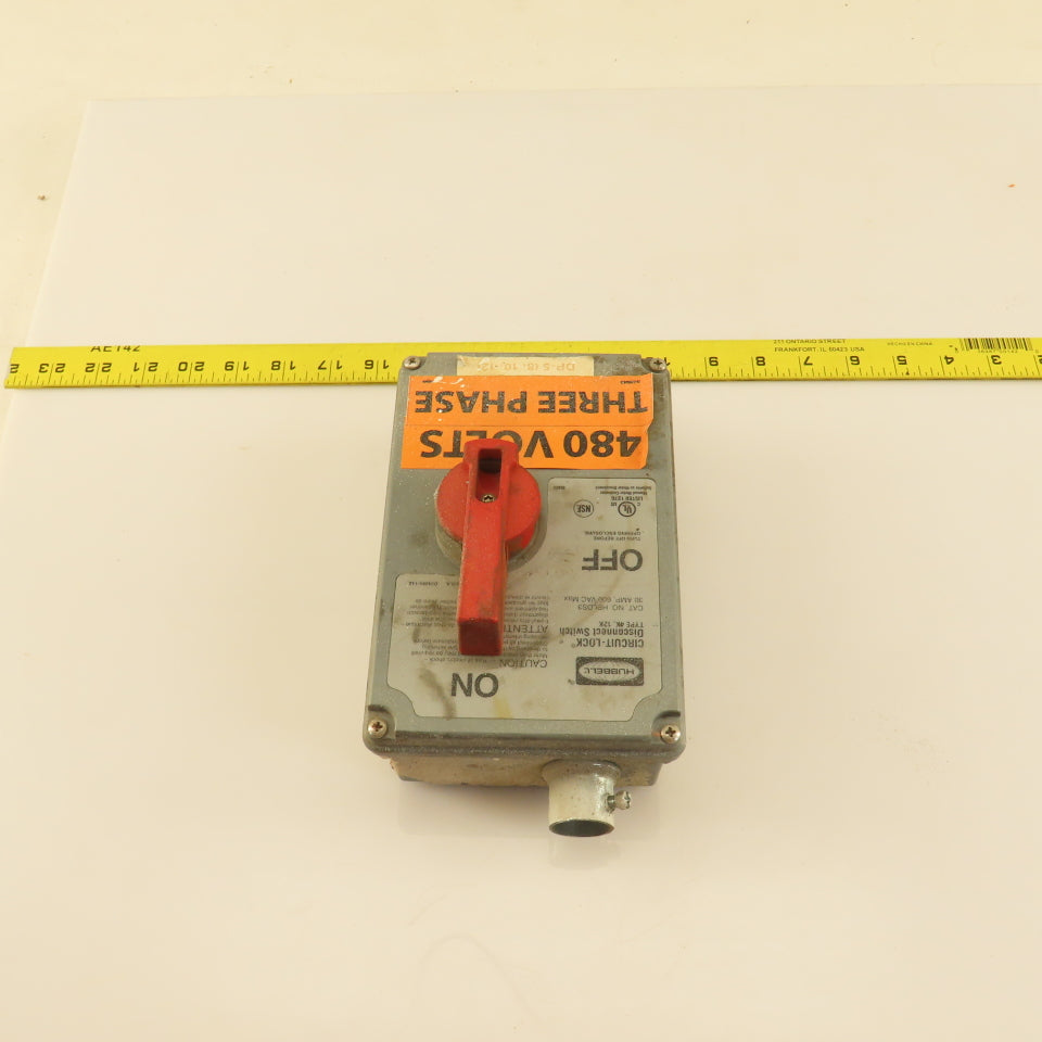 Hubbell HBLDS3 30A 600VAC Circuit-Lock Disconnect Switch 3 Pole Nema 4x Enc