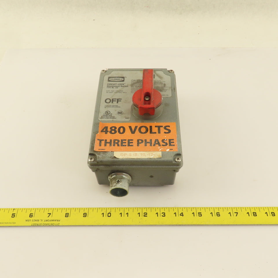 Hubbell HBLDS3 30A 600VAC Circuit-Lock Disconnect Switch 3 Pole Nema 4x Enc