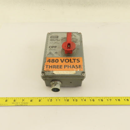 Hubbell HBLDS3 30A 600VAC Circuit-Lock Disconnect Switch 3 Pole Nema 4x Enc