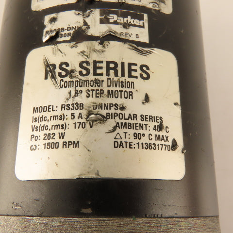 Parker RS33B-DNNPS 170V 1500RPM 262W 1.8° Step Stepper Motor Parts/Repair