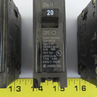 Cutler Hammer BR120 20 Amp Plug On Circuit Breaker 120/240VAC 1 Pole Lot Of 5