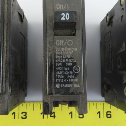 Cutler Hammer BR120 20 Amp Plug On Circuit Breaker 120/240VAC 1 Pole Lot Of 5