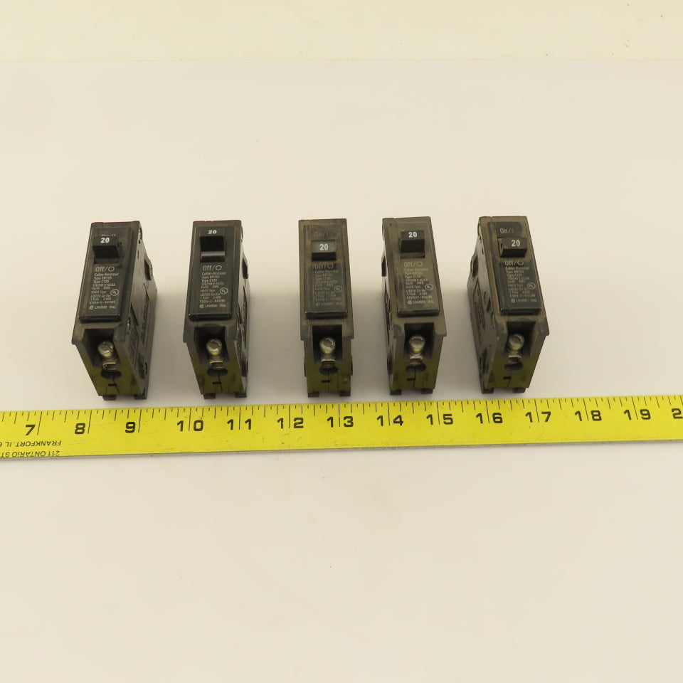 Cutler Hammer BR120 20 Amp Plug On Circuit Breaker 120/240VAC 1 Pole Lot Of 5