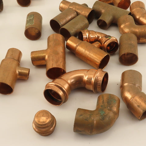 Nibco 1/2"-1-1/4" Elbows & Tees  Wrot Copper Sweat Fittings Mixed Lot Of 22