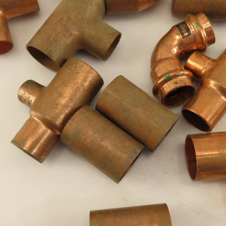 Nibco 1/2"-1-1/4" Elbows & Tees  Wrot Copper Sweat Fittings Mixed Lot Of 22