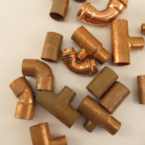 Nibco 1/2"-1-1/4" Elbows & Tees  Wrot Copper Sweat Fittings Mixed Lot Of 22
