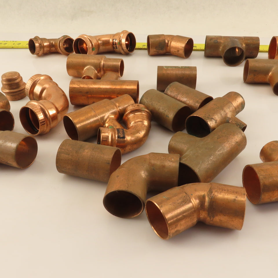 Nibco 1/2"-1-1/4" Elbows & Tees  Wrot Copper Sweat Fittings Mixed Lot Of 22