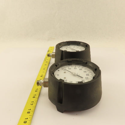 ENFM 316 SS 0-200 PSI Pressure Gauge 4" Dial Tube And Socket 3/8" Male NPT Lot/2