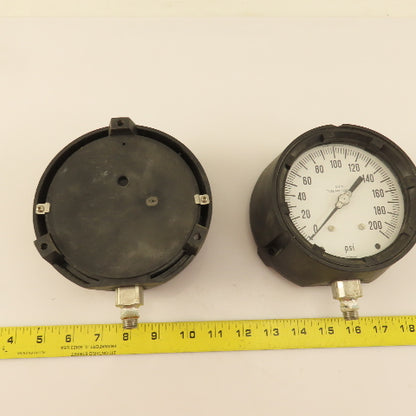 ENFM 316 SS 0-200 PSI Pressure Gauge 4" Dial Tube And Socket 3/8" Male NPT Lot/2