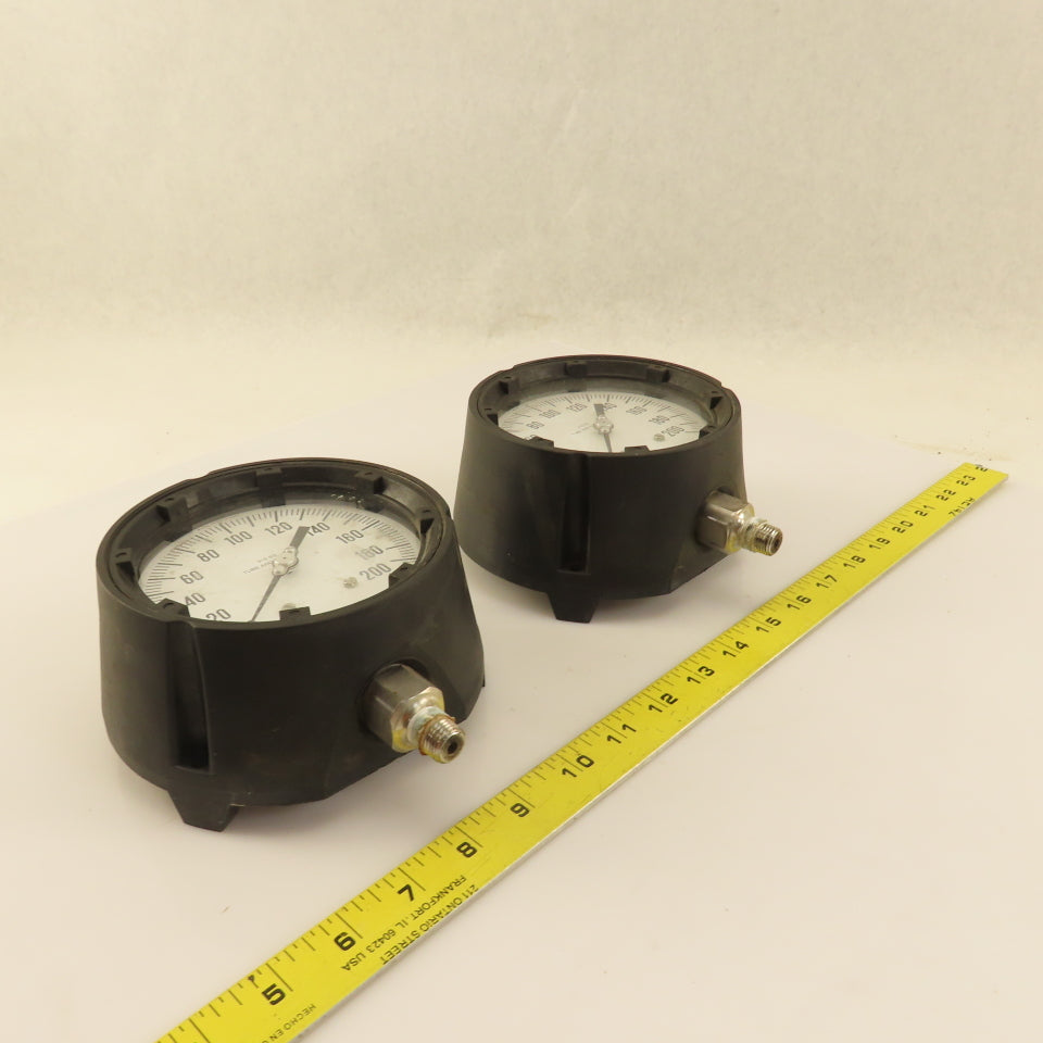 ENFM 316 SS 0-200 PSI Pressure Gauge 4" Dial Tube And Socket 3/8" Male NPT Lot/2