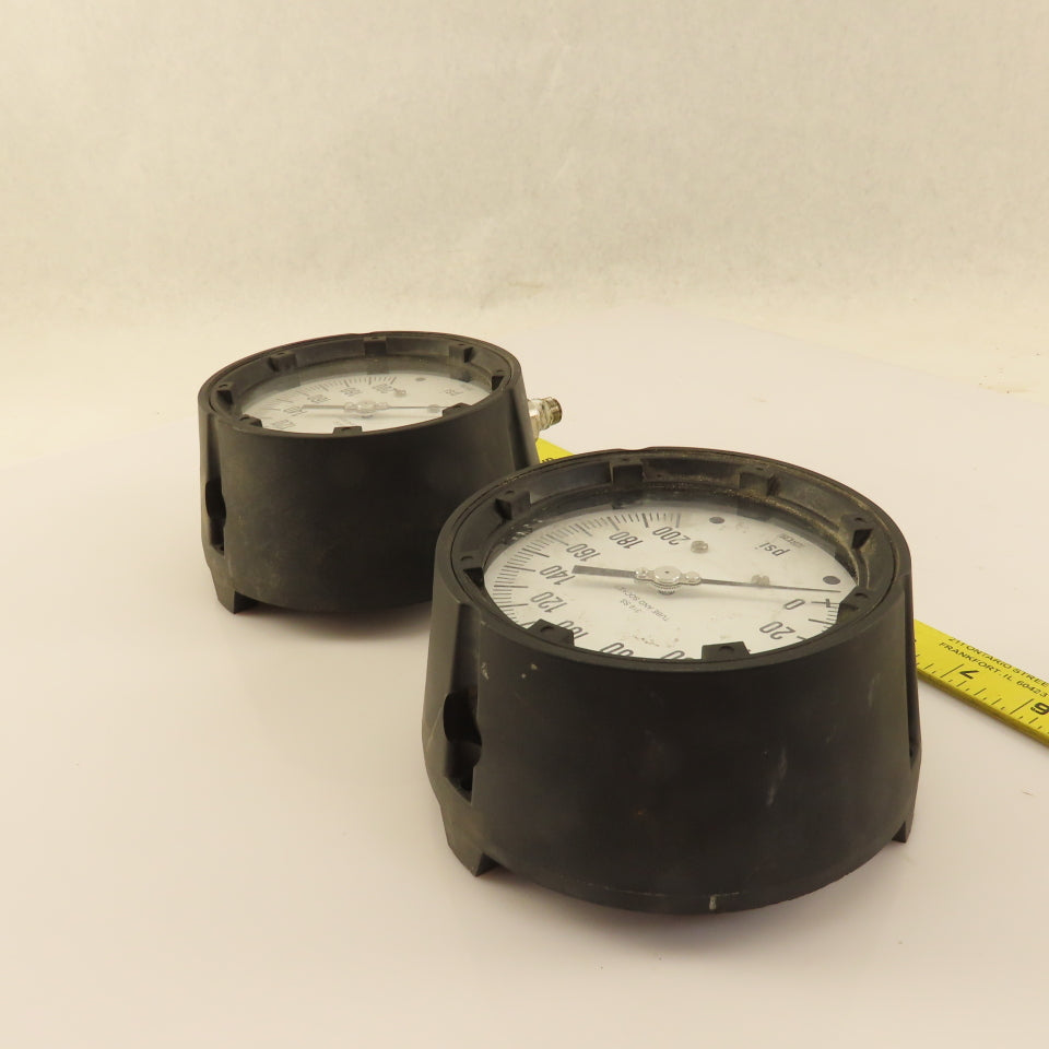 ENFM 316 SS 0-200 PSI Pressure Gauge 4" Dial Tube And Socket 3/8" Male NPT Lot/2