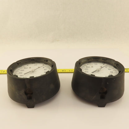 ENFM 316 SS 0-200 PSI Pressure Gauge 4" Dial Tube And Socket 3/8" Male NPT Lot/2