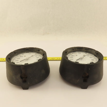 ENFM 316 SS 0-200 PSI Pressure Gauge 4" Dial Tube And Socket 3/8" Male NPT Lot/2