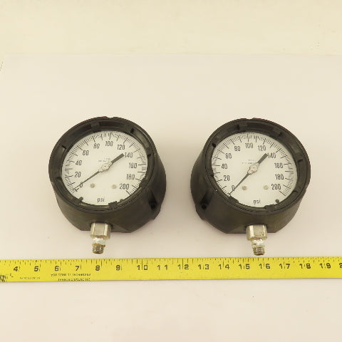 ENFM 316 SS 0-200 PSI Pressure Gauge 4" Dial Tube And Socket 3/8" Male NPT Lot/2