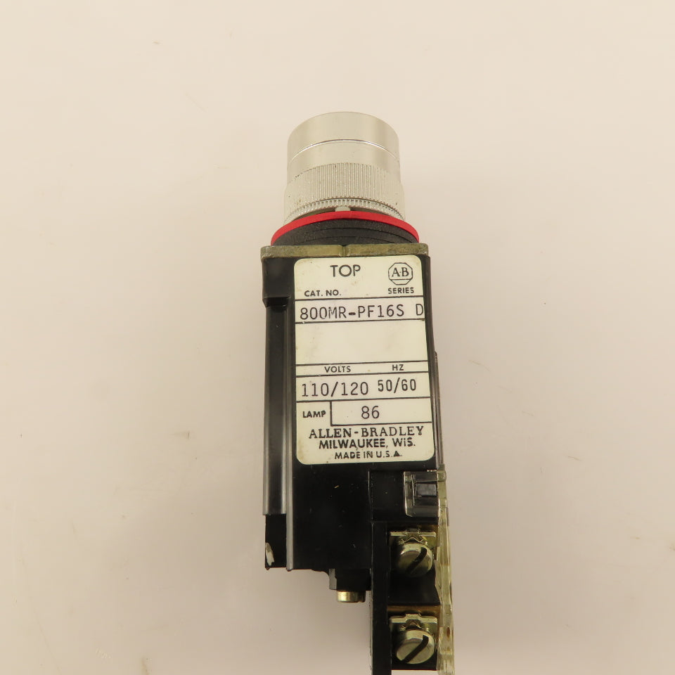 Allen Bradley 800MR-PF16S 300VAC 110/120V Lamp Illuminated RED Push Button