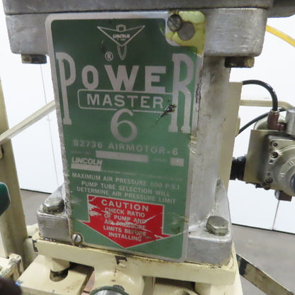 Lincoln Power Master 6 82736 Pneumatic 55 Gal Drum Material Pump 100PSI Max 36:1