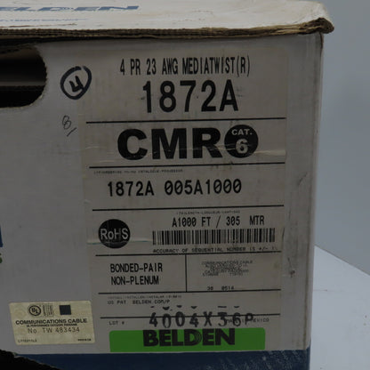 Belden 1872A 005A1000 23 AWG Cat 6 Horizontal Bonded Pair 4 Pair Cable 320'