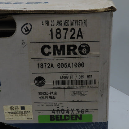 Belden 1872A 005A1000 23 AWG Cat 6 Horizontal Bonded Pair 4 Pair Cable 320'