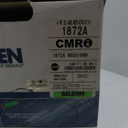 Belden 1872A 005A1000 23 AWG Cat 6 Horizontal Bonded Pair 4 Pair Cable 1000'