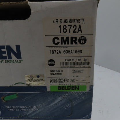 Belden 1872A 005A1000 23 AWG Cat 6 Horizontal Bonded Pair 4 Pair Cable 1000'