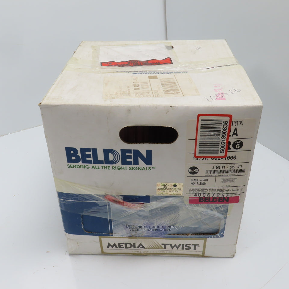 Belden 1872A 002A1000 23 AWG 4 Pair Cat 6 Bonded Pair Communications Cable 1000'