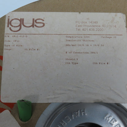 Igus CF11-013-D 30V Servo Motor Feedback Cable 3 Pair  26AWG 1 Pair 20AWG 75'