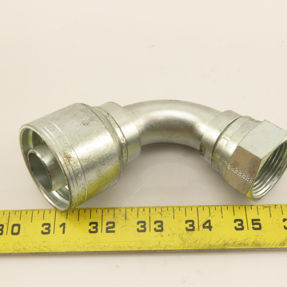 Eaton 1" (-16) Crimp 1-5/16-12 Female JIC Flare Elbow 90° Swivel