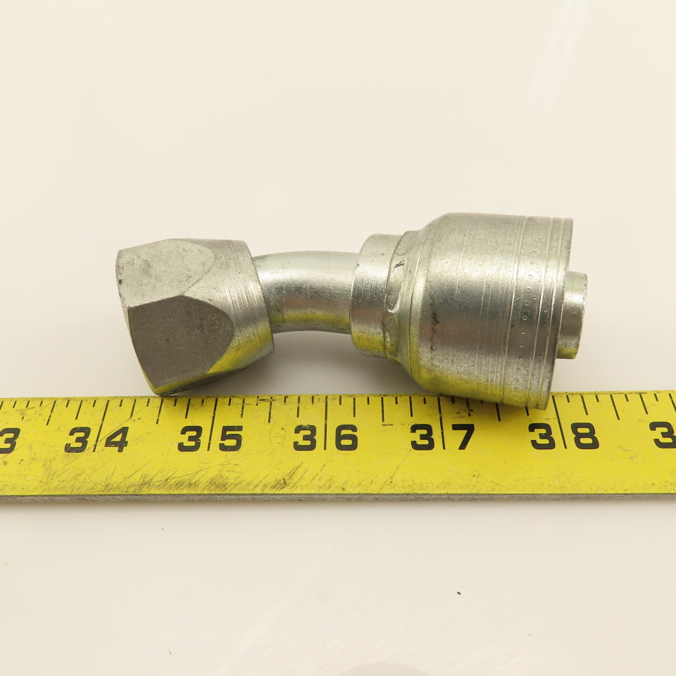 Eaton 3/4" (-12) Crimp Female JIC Flare Swivel 1-1/16"-12 Elbow 45°