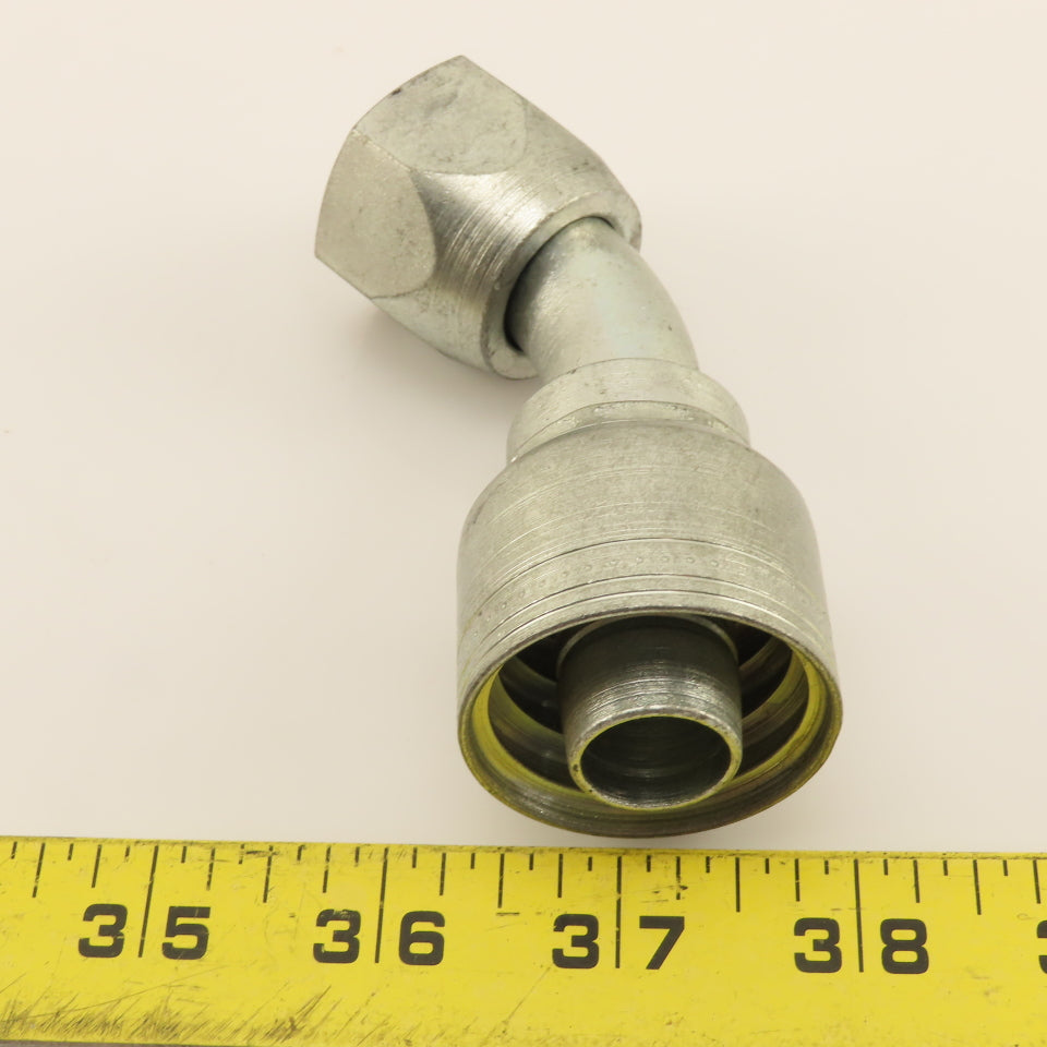 Eaton 3/4" (-12) Crimp Female JIC Flare Swivel 1-1/16"-12 Elbow 45°