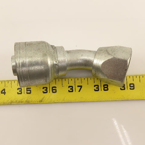 Eaton 3/4" (-12) Crimp Female JIC Flare Swivel 1-1/16"-12 Elbow 45°