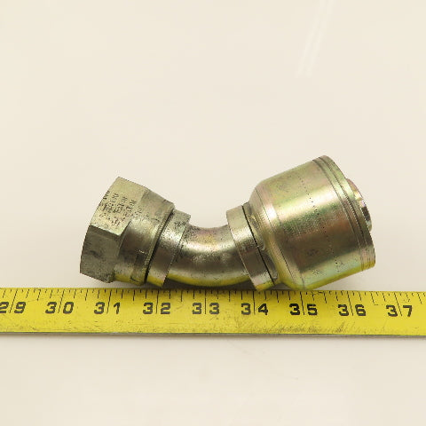 Eaton 1-1/4" Hose (-20) Crimp Female JIC Flare 1-1/4"-11 Elbow 45°