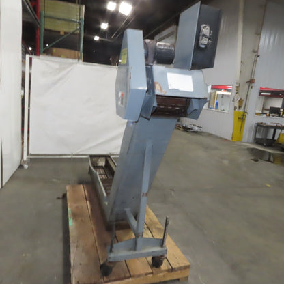 Hennig KMM-0366-00 Incline Chip Conveyor 8" Belt 8FPM 52" to 66" Disch. 220V 3Ph