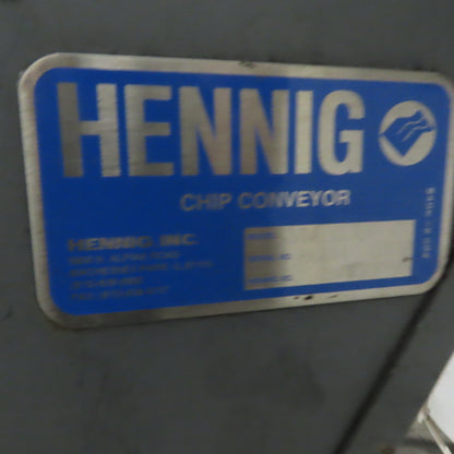 Hennig KMM-0366-00 Incline Chip Conveyor 8" Belt 8FPM 52" to 66" Disch. 220V 3Ph