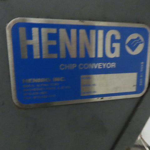 Hennig KMM-0366-00 Incline Chip Conveyor 8" Belt 8FPM 52" to 66" Disch. 220V 3Ph