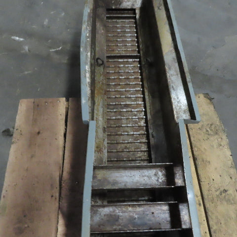 Hennig KMM-0366-00 Incline Chip Conveyor 8" Belt 8FPM 52" to 66" Disch. 220V 3Ph