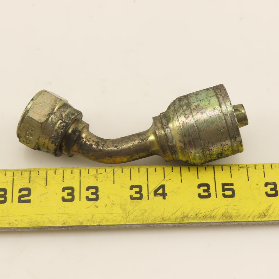 Eaton 3/8" Hose (-6) Crimp Female BSP 3/8"-19 Elbow 45°