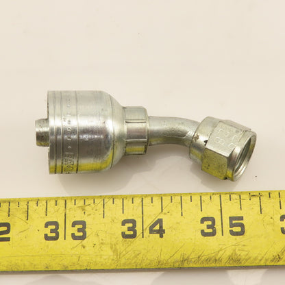 Eaton 3/8" Hose (-6) Crimp Female JIC Flare 3/8"-19 Elbow 45°
