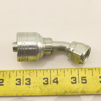 Eaton 3/8" Hose (-6) Crimp Female JIC Flare 3/8"-19 Elbow 45°