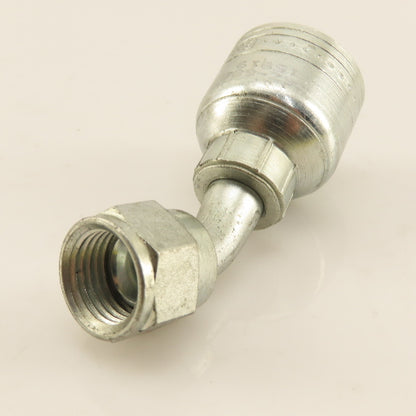 Eaton 3/8" Hose (-6) Crimp Female JIC Flare 3/8"-19 Elbow 45°