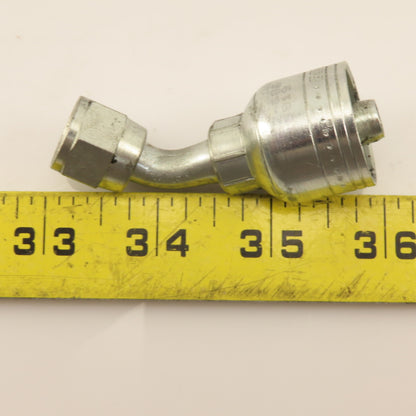 Eaton 3/8" Hose (-6) Crimp Female JIC Flare 3/8"-19 Elbow 45°