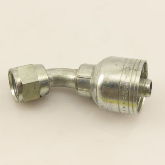 Eaton 3/8" Hose (-6) Crimp Female JIC Flare 3/8"-19 Elbow 45°