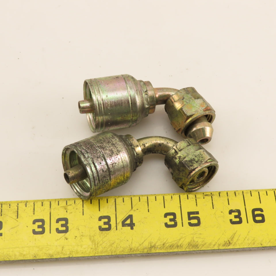 Eaton 1/4" Hose (-4) Crimp Female BSP 1/4"-19 Elbow 90° Lot Of 2