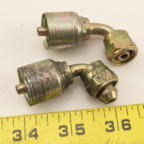 Eaton 1/4" Hose (-4) Crimp Female BSP 1/4"-19 Elbow 90° Lot Of 2