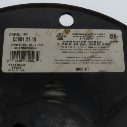 Carol C0601.21.10 24AWG 300V 2 Pair 4 Conductor Shielded Computer Cable 750'