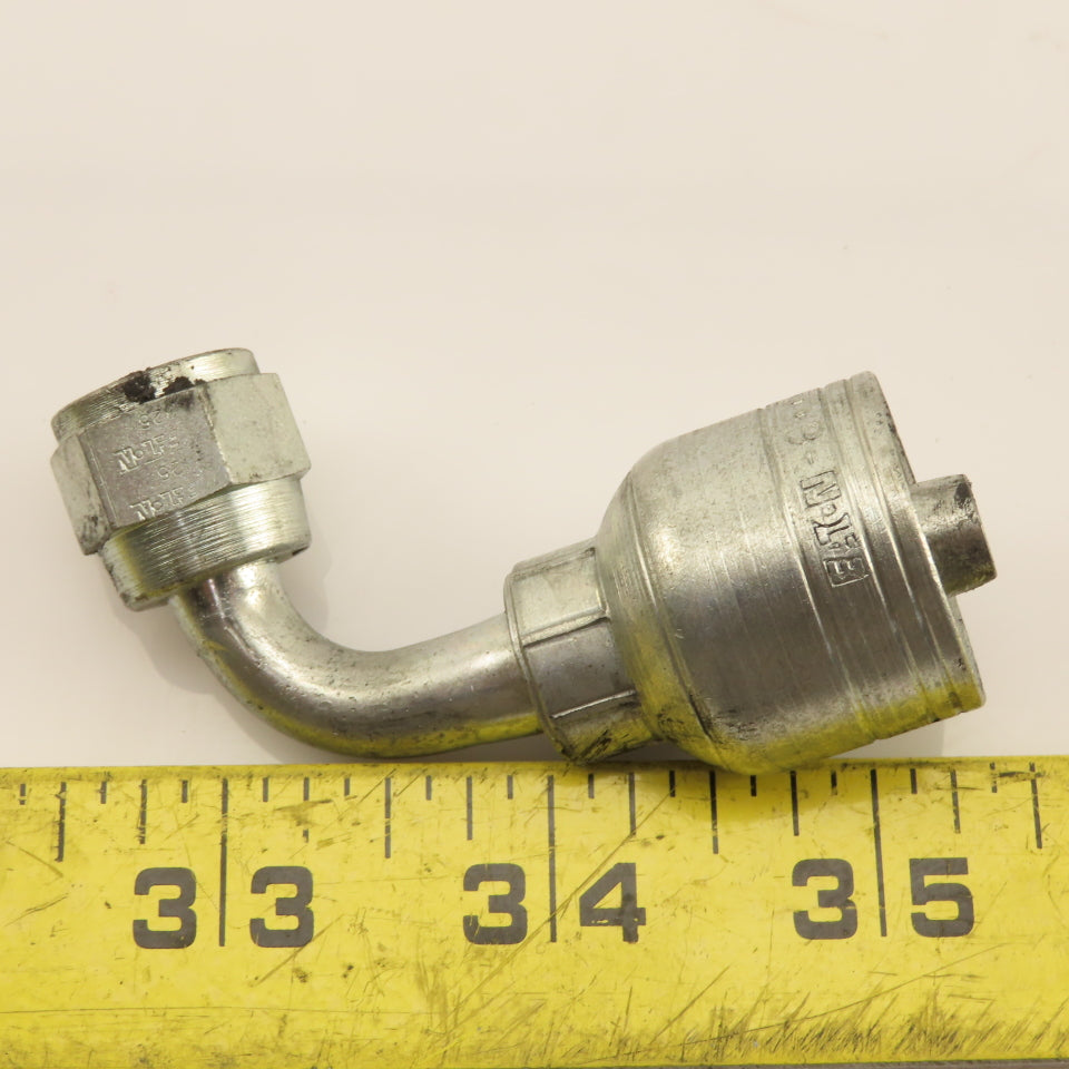 Eaton 3/8" Hose (-6) Crimp Female JIC Flare 3/8"-19 Elbow 90°
