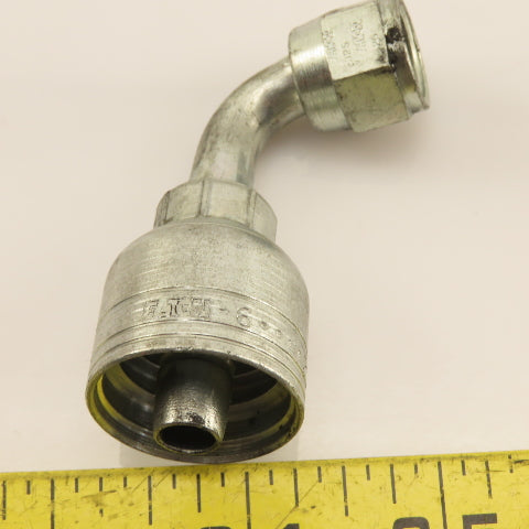 Eaton 3/8" Hose (-6) Crimp Female JIC Flare 3/8"-19 Elbow 90°