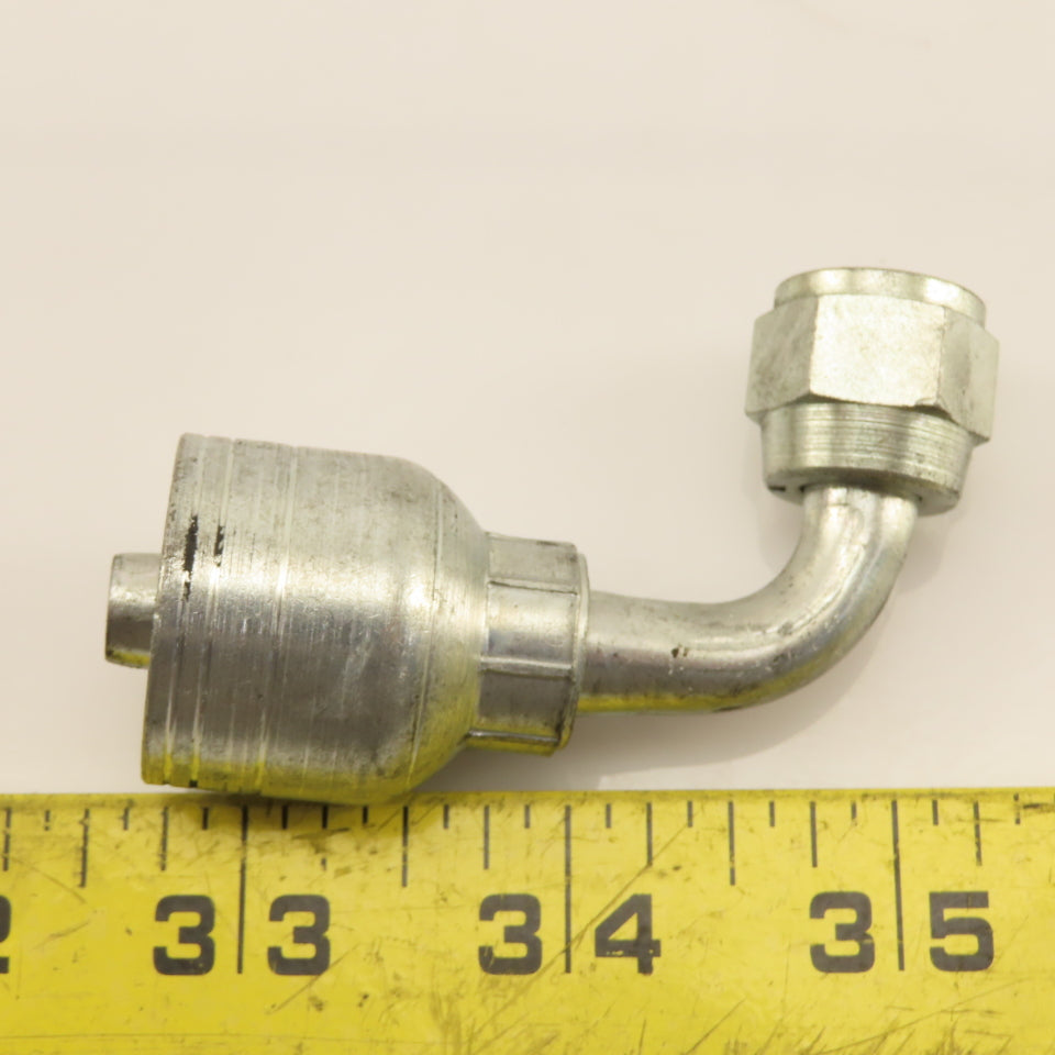 Eaton 3/8" Hose (-6) Crimp Female JIC Flare 3/8"-19 Elbow 90°
