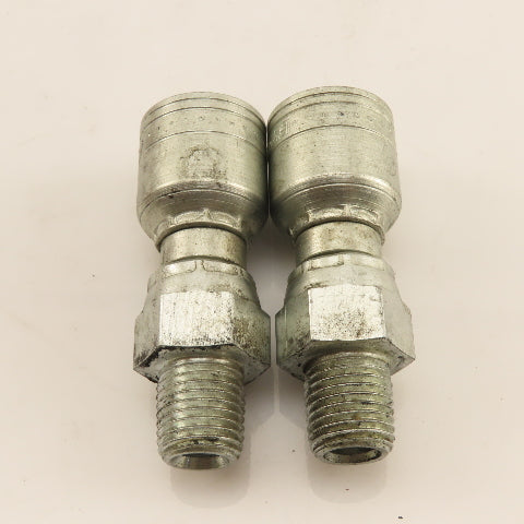 Eaton 1/4" (-4) Hose Crimp x 1/4"-19 Straight Male Fitting Lot Of 2