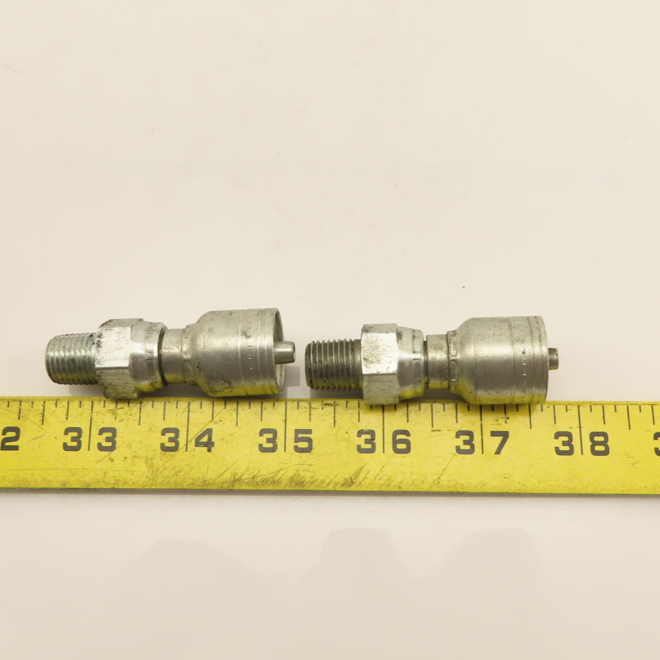 Eaton 1/4" (-4) Hose Crimp x 1/4"-19 Straight Male Fitting Lot Of 2